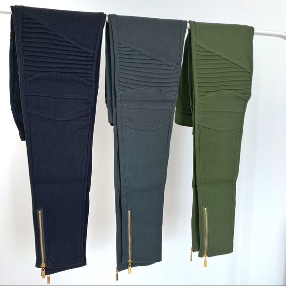 SKINNY MOTO PANTS - OLIVE - Picture 5 of 9